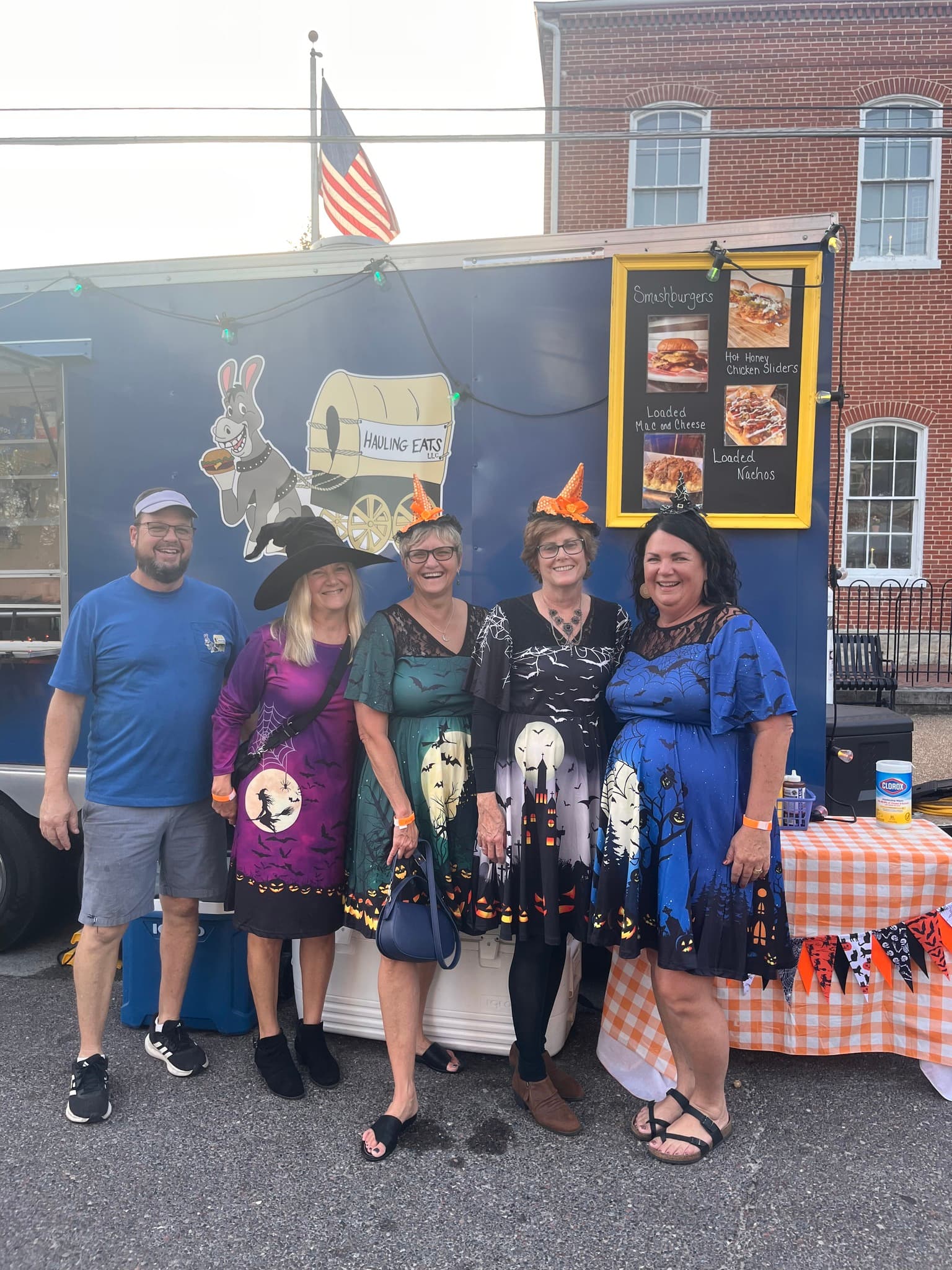 Hauling Eats serving guests in Halloween costumes