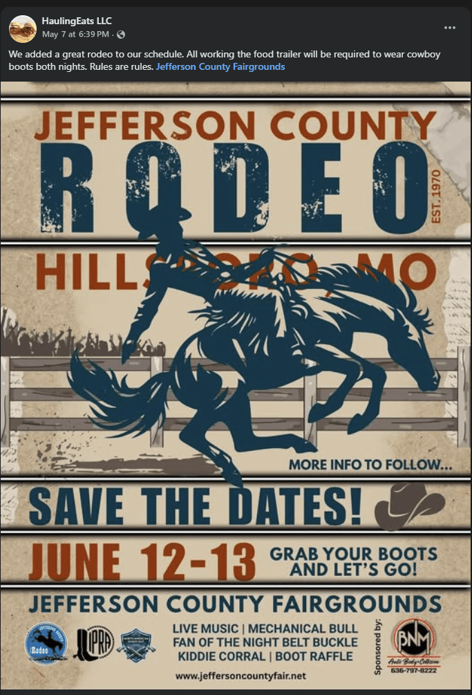 Jefferson County I.P.R.A. Rodeo event poster